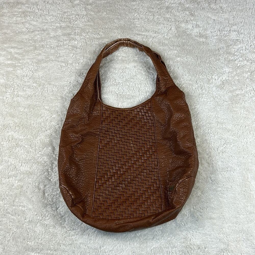Roxy oversized large brown leather hobo tote bag purse